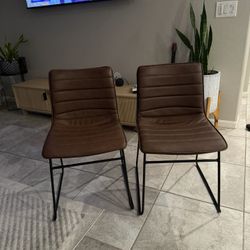 Brown Vegan Leather Chairs (set of 2)