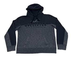 Hollister Men's Pullover Hoodie Dark Blue/Gray Size M