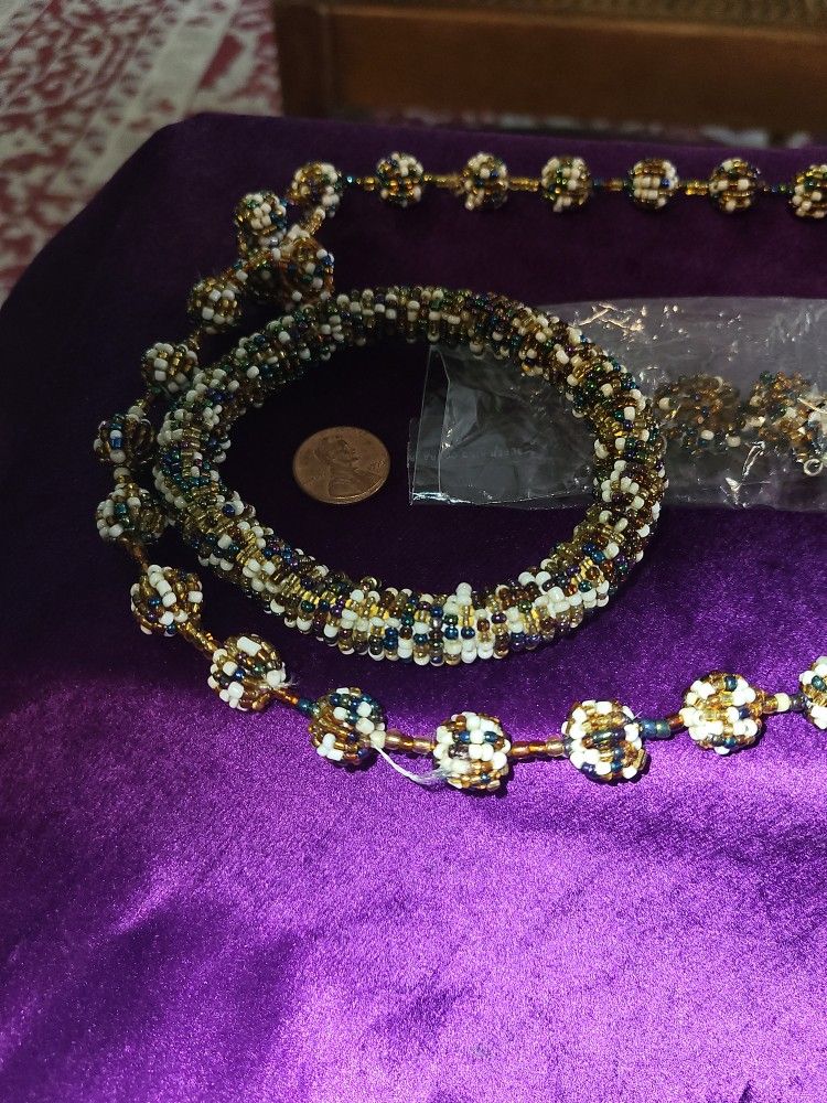 Glass Beaded Set, Necklace, Earrings, Bracelet