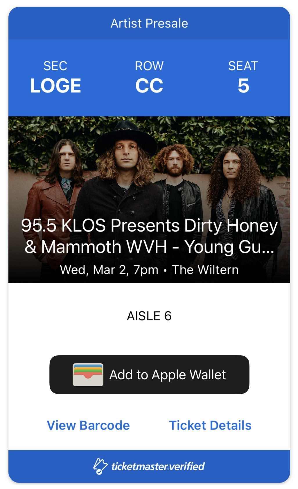 Dirty Honey & Mammoth WVH tickets