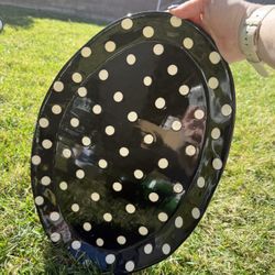 Large Black & White Polka Dot Oval Serving Platter
