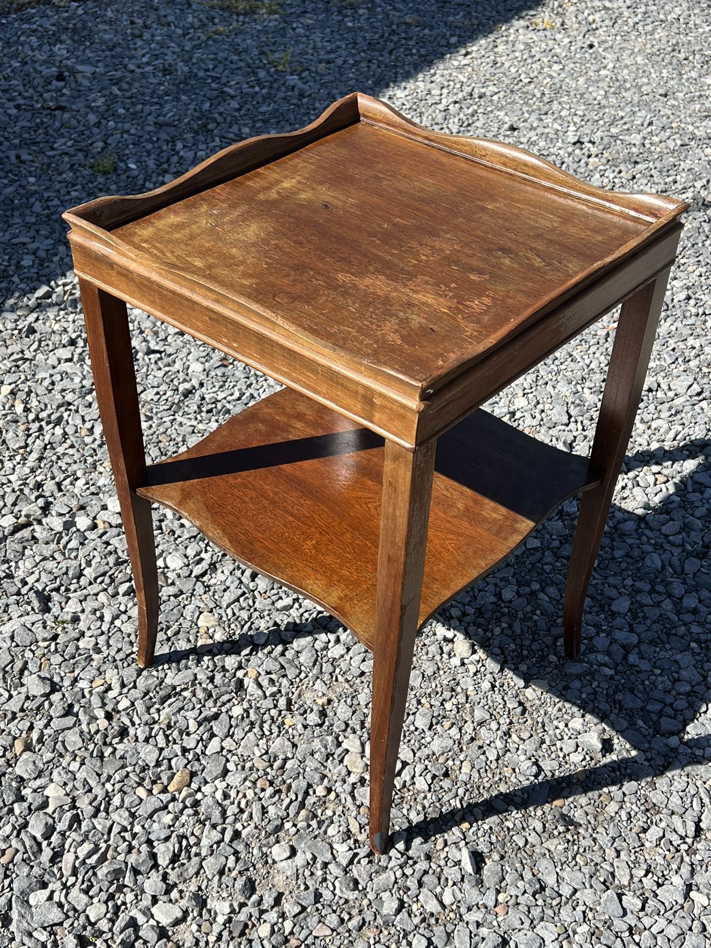 Vintage Wooden Square 2 Tier Table - Hallway Stand - Corner Table - Entryway Table - Bar Cart