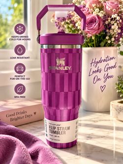 Stanley limited edition 30 oz Stainless Steel Ice Flow Flip Straw Tumbler Dark Blossom Tile