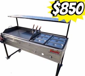 Plancha De 36 “ Con 6 Charolas Baño Maria  | Incluye Manguera Con Regulador Y Repiza