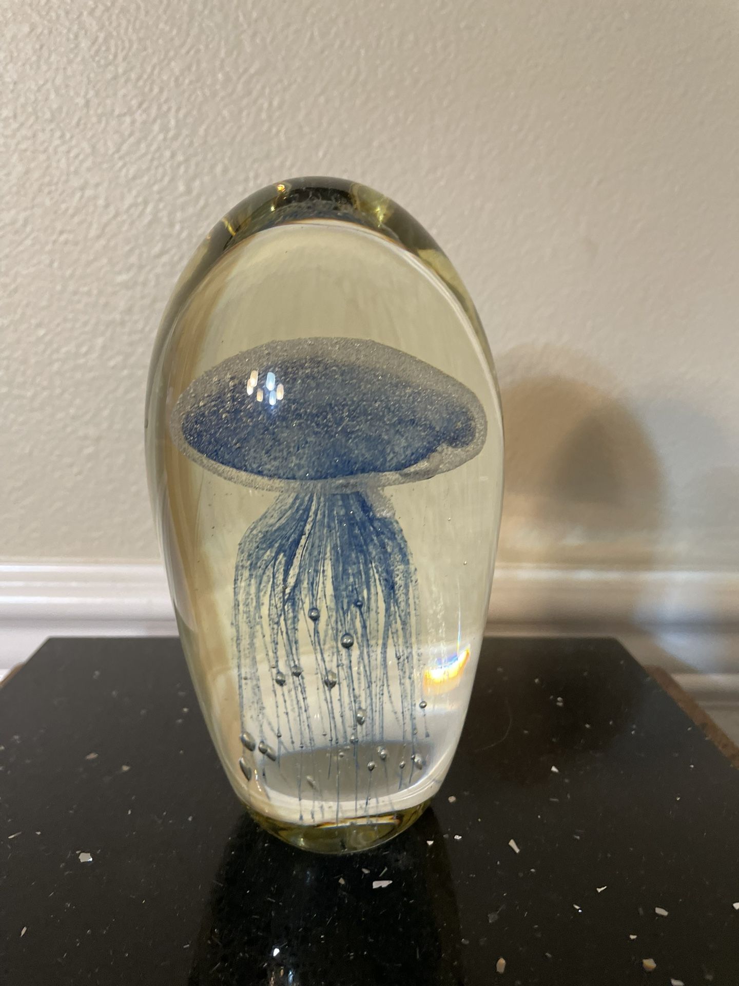 Paperweight, Glass with Jellyfish 6.5”