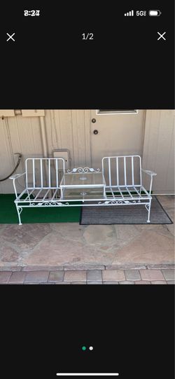 Vintage Wrought Iron Double Chair Lounger