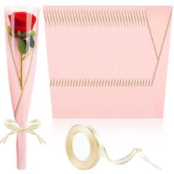 100 Bags / Flower Wraps And Ribbon New 