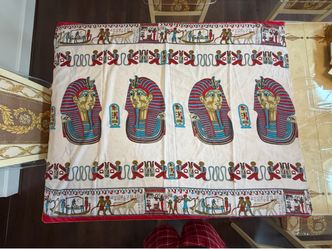 Egyptian Pharaonic Motif Decorative Textile Wall Art or Table Cover Satin 56x44”