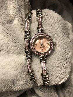 Pink/Silver Watch and Bracelet
