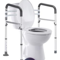 Toilet Safety Rails, Adjustable Toilet Frame for Elderly, Seniors, Handicap & Disabled, Foldable Handicap Toilet Handles Fit Any Toilets (300 LB)