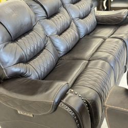 Durango Charcoal Power Reclining Sofa W/ Power Headrests 