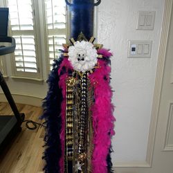 Mum - Blue, Gold With Pink Accents 