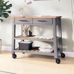 Seville Free Standing Island With Butcher Block Top