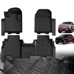 TripleAliners Floor Mats All Weather Liners For 2024 2025 Chevy Silverado EV RST/GMC Sierra EV Denali (Not For WT/LT) Accessories 1st & 2nd Row Full S