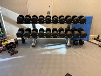 Ivanko Rubber prostyle Dumbbells 5-70lbs w/Rack