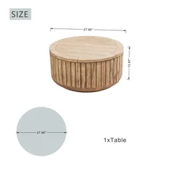 Brown Round Coffee Table - Terrafab Composite Material with Iron Frame