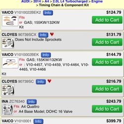 Audi A4 Timing Chain And Component Kit 