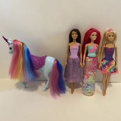 Barbie Dreamtopia rainbow unicorn and princesses