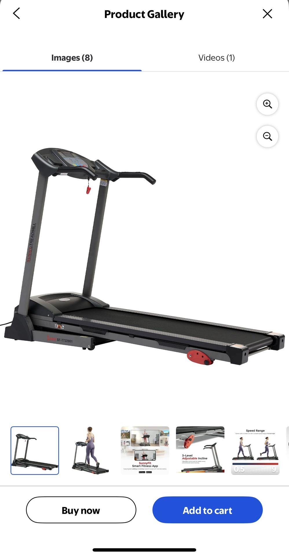 Like New- Sunny Health & Fitness Foldable Electric Smart Treadmill