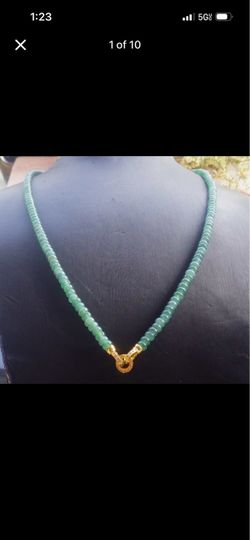 Certificate Jadeite Jade green protection Necklace 23inches stunning donut Circle Bead beads