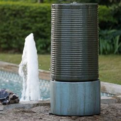 NicBex 44” Outdoor Water Fountain – Antique Green Ribbed Tower (New)