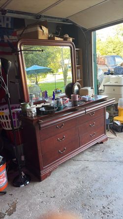 Cherry Wood Dresser with Mirror