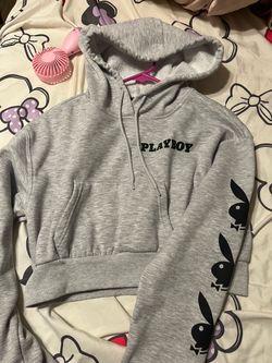 Playboy Gray Crop Hoodie