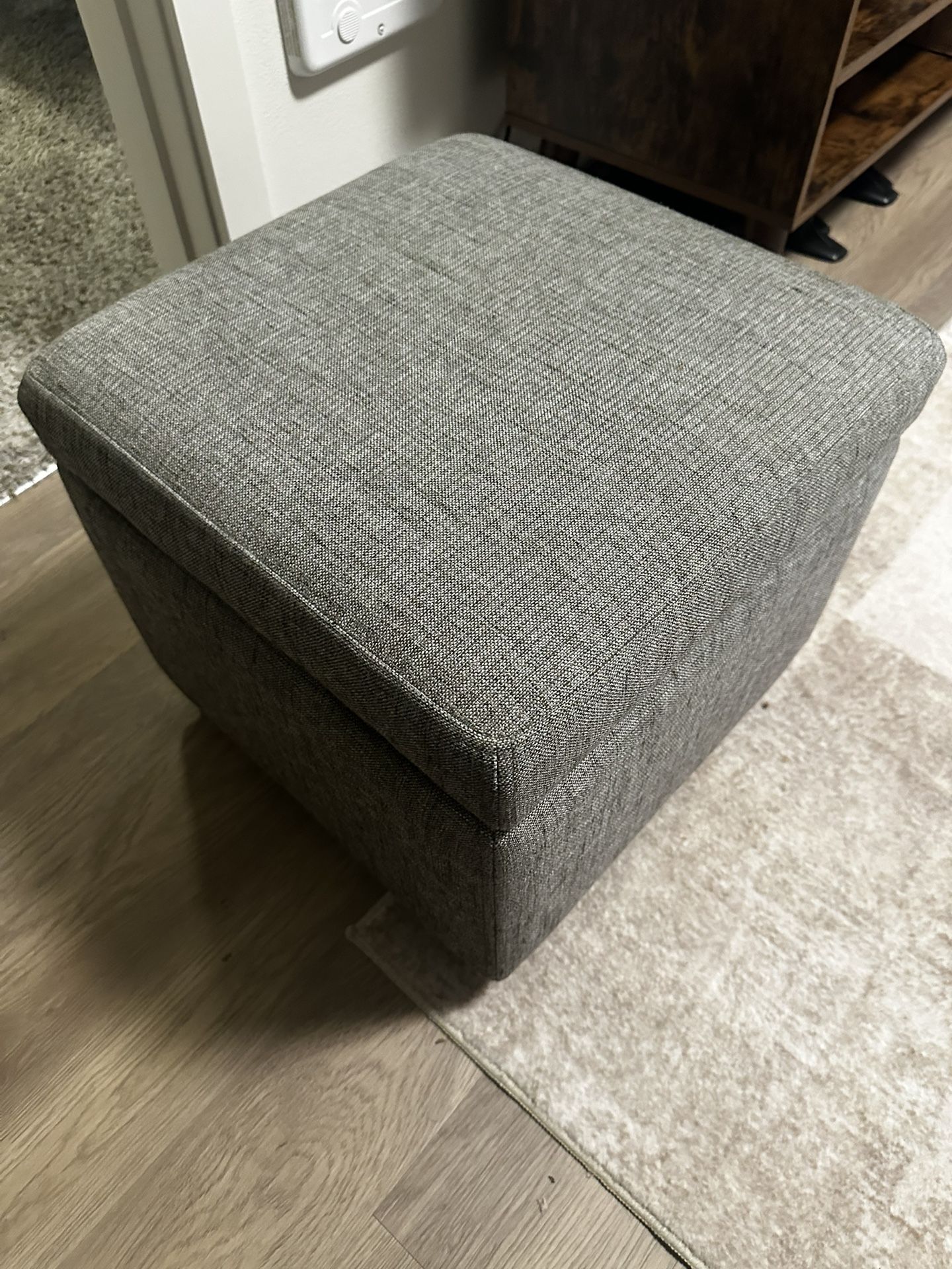 Like New Small Gray Ottoman With Storage 
