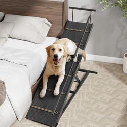 Heavy-Duty Adjustable Pet Ramp for High Beds & Couches