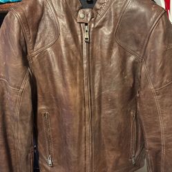 Leather Coat Brown Large 
