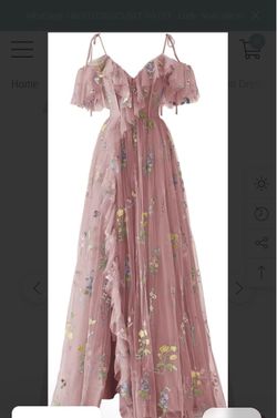 Floral Embroidered Tulle Prom Dress