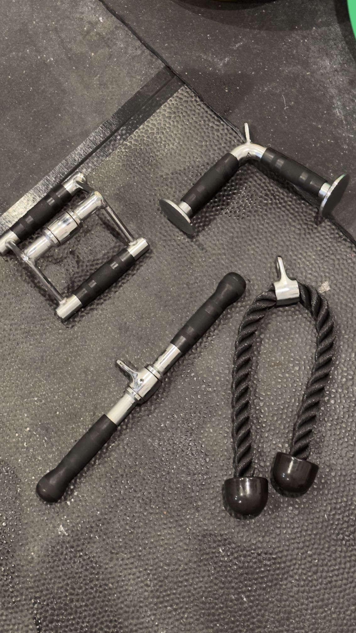 Cable Attachments Set NEW Chrome | Tricep Bicep Bar Push Down Pull Up Rope Triangle