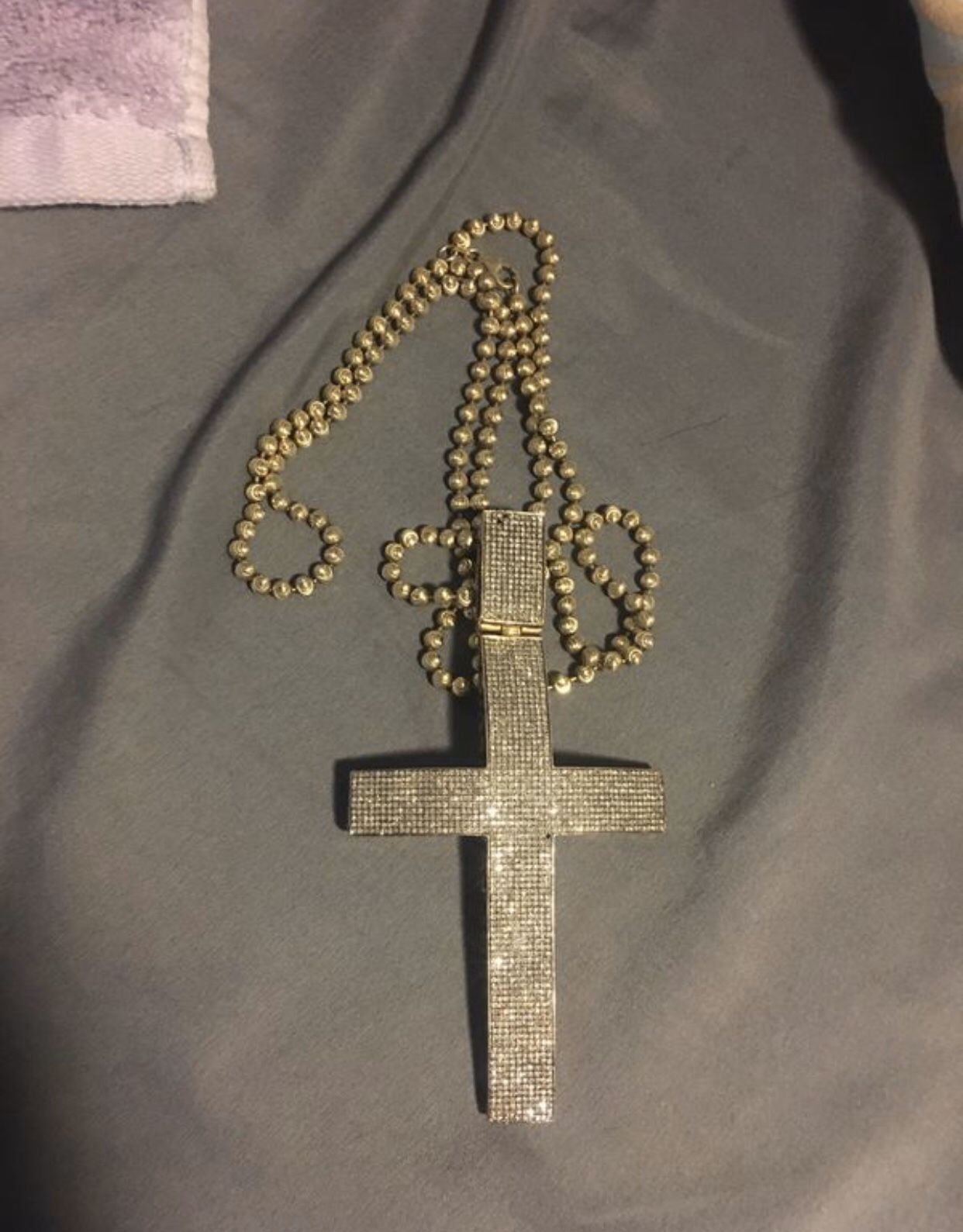 Iced out cross 14k gold