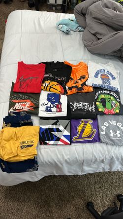 Boys shirts size M/L total of 11 plus  2 pj bottoms