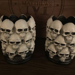 Halloween Short Skeleton Pillar Candle Holder