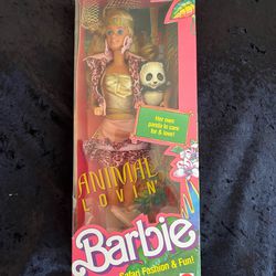 " VINTAGE 1988 ANIMAL LOVIN BARBIE DOLL W/ PANDA IN ORIGINAL BOX # 1350 MATTEL NEW"