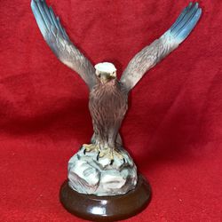 8.5 Inch Painted Alabaster Eagle Statue Imported From Greece