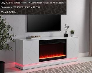 70" TV STAND W/ FIREPLACE & SPEAKER