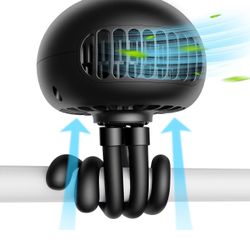 Brandnew  Portable Clip on Stroller Fan, 3000mAh for Baby, 3 Speed Battery Operated Personal Desk Fan with Flexible Tripod, Mini Handheld Fan for Car 