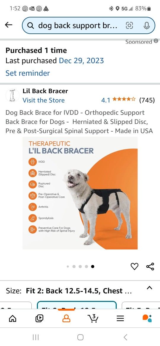 Dog Back Brace Support