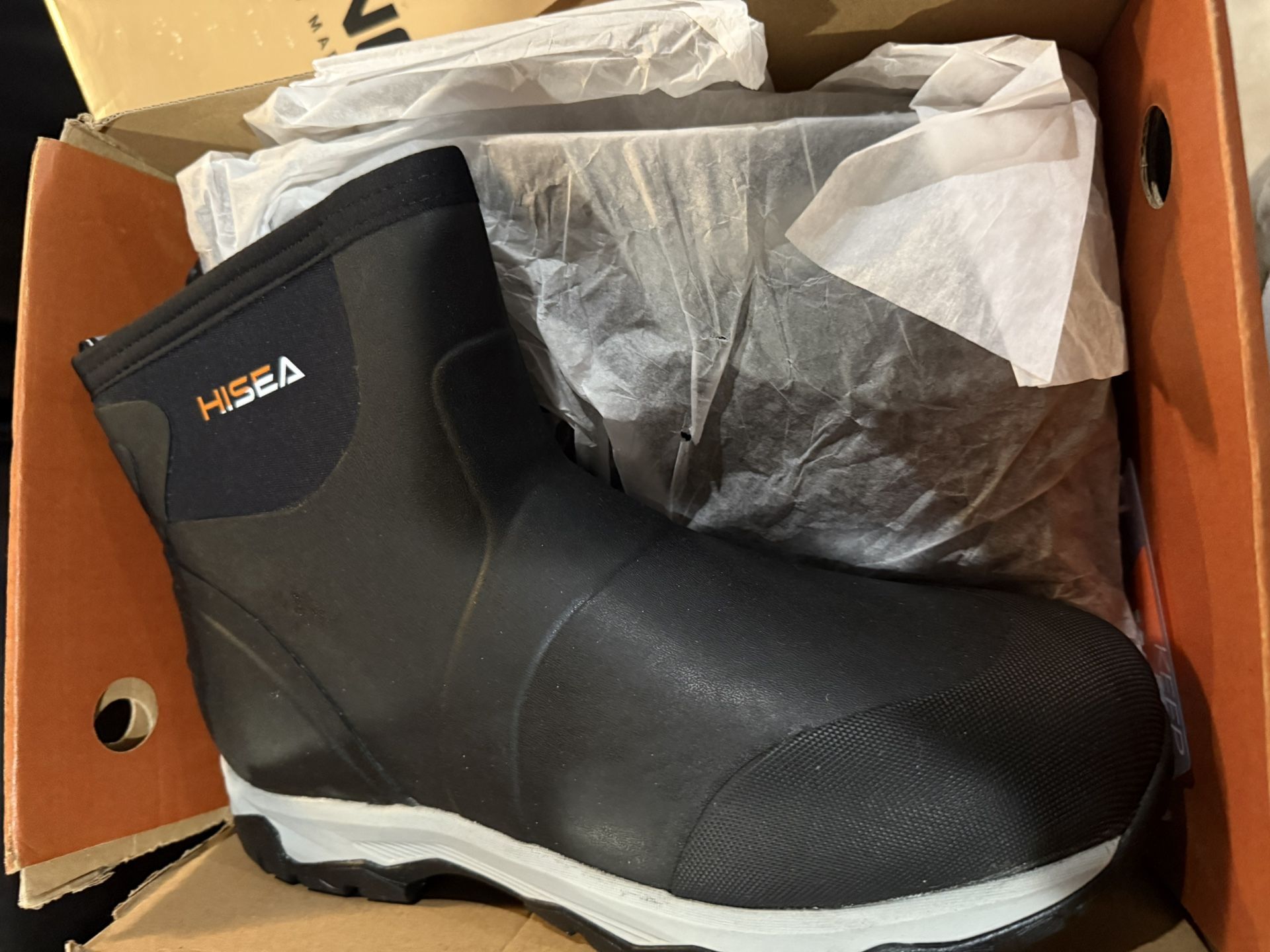 HISEA Men Ankle Rain Boot Waterproof Insulated Garden Farm Hiking Mud Work Boots