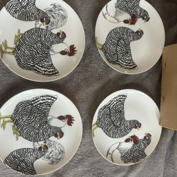 Fitz And Floyd Plates “Coq Du Village” Lot Of 4 New 