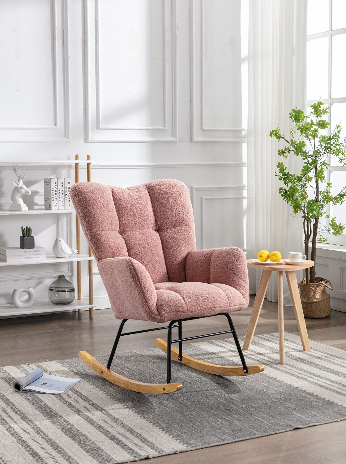 LA SPEZIA Pink Teddy Bear Rocking Chair