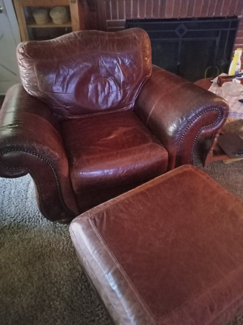 Leather Chair With Ottoman