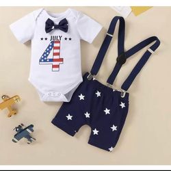 Baby Boy First Fourth of July and Birthday Clothes Infant Funny Bowtie Bodysuit