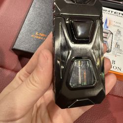 1/3 Voice Activated Windproof Dual Flame Lighter, USB Rechargeable Arc Lighter,Jet Flame and Soft Flame, Visible Transparent Window, Refillable Butane