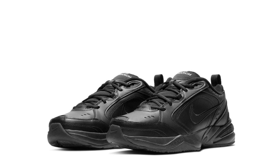 Nike AIR MONARCH IV Men Black 001 Walking Shoe Sneaker Medium & WIDE WIDTH 4E