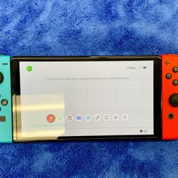 Mint Condition Nintendo Switch OLED Gaming Console 64 Gb Storage Memory Game Gamer Neon Joysticks Controller Touchscreen Wifi Bluetooth 