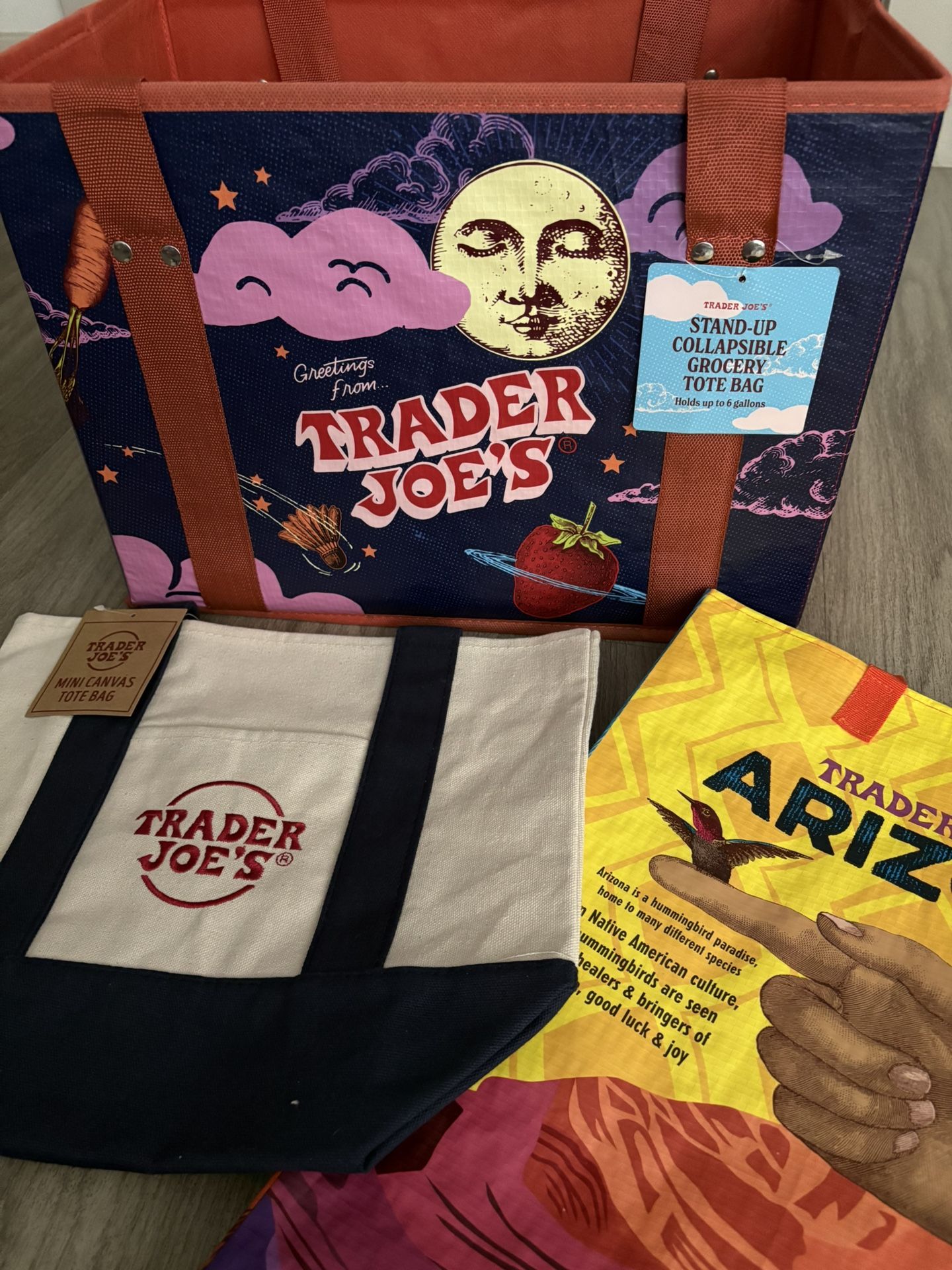 Trader Joe’s Collapsible Grocery Bag, Mini Canvas Tote Bag- $50 (Gilbert)