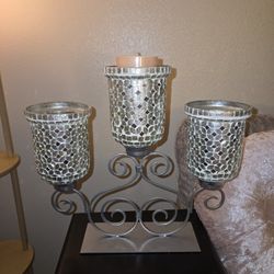 Mosaic Glass And Metal Candle Holder